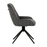 Židle jídelní a konferenční, tmavě šedá látka, černé kovové nohy, otočná P90°+ L 90° s vratným mechanismem - funkce res