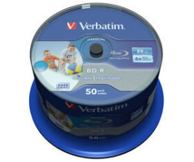 Verbatim BD-R SL 25GB 50ks / Hard Coat protective layer Wide Inkjet Printable / 6x / pro archivaci dat / Spindle (43812-V)