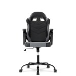 Herní křeslo, šedá a černá ekokůže, houpací mechanika, opěrák 135°