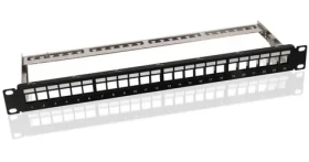 MicroConnect Prázdný patch panel CAT6 24 portů pro 1U rack 19" černá (PP-027)
