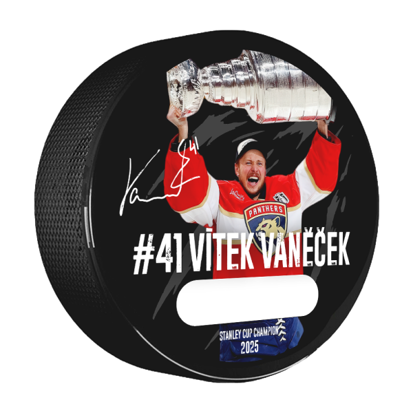 Puk podpisový Vítek Vaněček #41 Stanley Cup Champion 2025 Florida Panthers