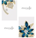 Luxusní brož Swarovski Elements Nuria - květina, Modrá