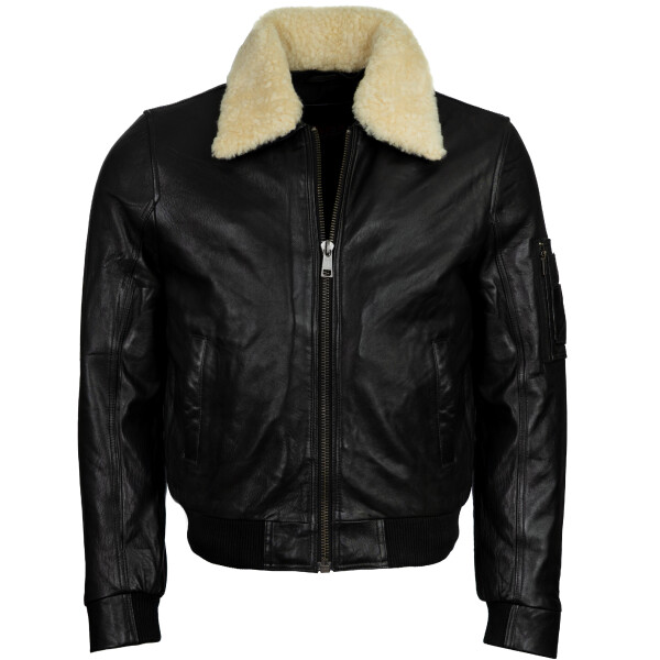 Pánská Kožená Bunda Pilot Aurum Pravý Kožíšek Brixton Černá Velikost: S