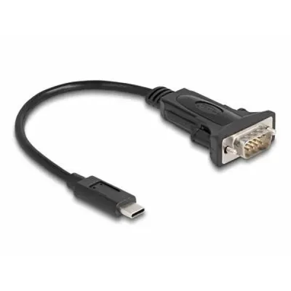 DeLock USB Type-C - RS-232 / Adaptér / D-Sub 9 pin / FTDI FT232RL / černá (64125)
