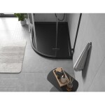 MEXEN - Flow Sprchová vanička čtvrtkruh asymetrická slim levá 90 x 80, černá mat 46Q708090L