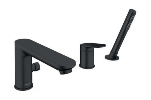 DURAVIT - Wave Baterie na okraj vany, 3-otvorová instalace, matná černá WA5260000046