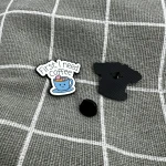 Pinarna.cz Modrý hrníček se srdíčky - First, I need coffee / Nejdřív potřebuji kávu