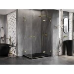 MEXEN/S - Lunar L Duo sprchový kout dveře křídlové pravá 115 x 110, transparent, zlato kartáčovaná 834L-115P-110L-55-00