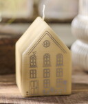 Ib Laursen Dekorativní svíčka House 10 cm, žlutá barva, vosk