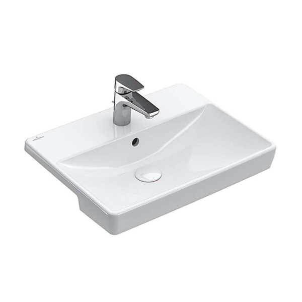 VILLEROY & BOCH - Avento Polozápustné umyvadlo 55x44 cm, s přepadem, otvor pro baterii, CeramicPlus, alpská bílá 4A0655R1