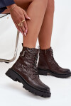 Kožené dámské kotníkové boty s efektem mačkání a přezkou Artiker 57C1007 Čokoládové 37