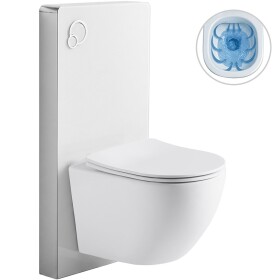 CERANO - Kompletní WC set Modul/Cesso - bílá lesklá - integrované WC tlačítko - pneumatický modul - 49x36 CER-979853