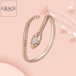 Stříbrný prsten Graceful Snake Rose Gold, stříbro 925/1000, had, nastavitelná Zlatá