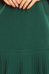 Pohodlné dámské plisované šaty v lahvově zelené barvě model 7393795 L - numoco