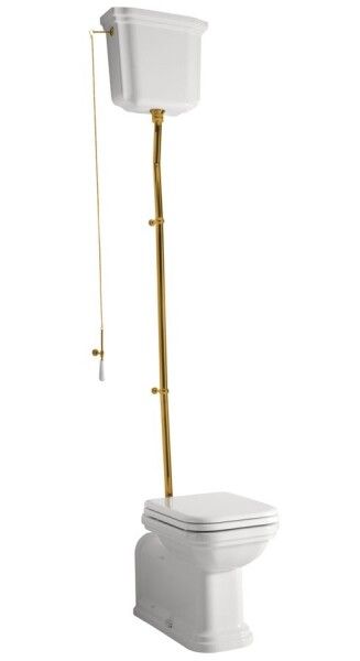 KERASAN - WALDORF WC mísa s nádržkou, spodní/zadní odpad, bílá-bronz WCSET20-WALDORF