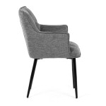 Židle jídelní, šedá vodoodpudivá látka, černý matný lak, kovové nohy