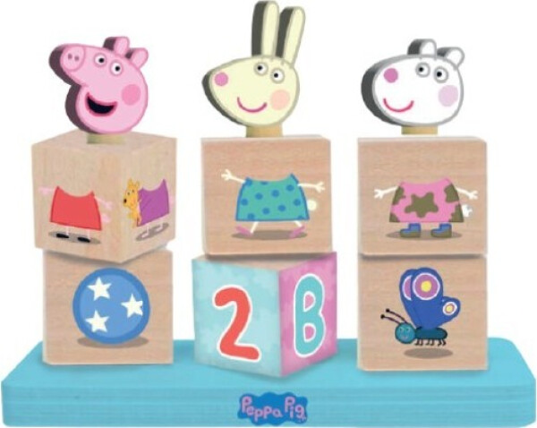 Dřevěné kostky Prasátko Peppa s figurkou - RMS