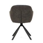 Židle jídelní, modrá látka a tmavě šedá látka v dekoru vintage kůže, černý kov, otočná P90°+ L90° s vratným mechanismem