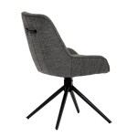 Židle jídelní a konferenční, tmavě šedá látka, černé kovové nohy, otočná P90°+ L 90° s vratným mechanismem - funkce res