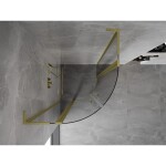 MEXEN/S - Mist L sprchový kout čtvrtkruh, křídlové 90 x 90, transparent, zlato kartáčovaná 8A32L-090-090-55-00