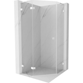MEXEN/S - Lunar L sprchový kout pětiboký křídlový levá 80 x 80, transparent, bílá 831L-080L-080P-20-00-L