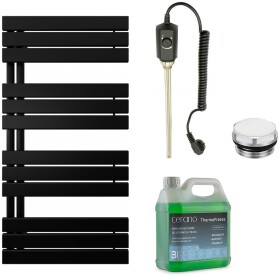 CERANO - Koupelnový elektrický radiátorový set Theo - L/P - 600W - černá matná - 1200x500 mm CER-680552