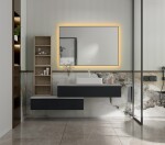 Erga Megan, LED zrcadlo 60x80cm (80x60cm) v černém rámu, 2185 lm, 3 barvy světla, zadní osvětlení, ERG-V01-MEGAN-6080-BK