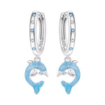 Stříbrné náušnice Delfín v tyrkysovém tónu - stříbro 925/1000, Tyrkysová