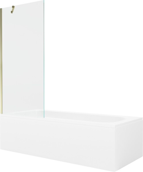 MEXEN/S - Vega obdélníková vana 150 x 70 cm s panelem + vanová zástěna 80 cm, transparent, zlatá 550115070X9508000050