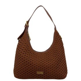 Stylová dámská háčkovaná kabelka Coveri Luna, tmavě hnědá