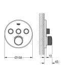 GROHE - Grohtherm SmartControl Termostatická sprchová podomítková baterie, 3 ventily, supersteel 29121DC0