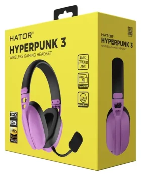 Hator Hyperpunk 3 ESH19 fialová / Herní bezdrátová sluchátka s mikrofonem / Hi-Res / LDAC / ANC / BT 5.4 / USB (ESH19)