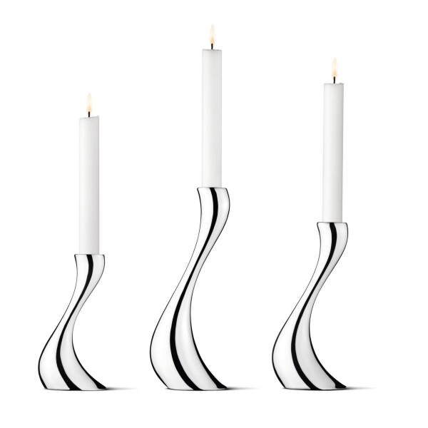 Georg Jensen Svícen Cobra Mirror – set 3 ks, stříbrná barva, kov
