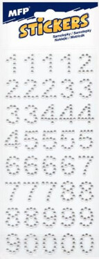 Samolepky kamínky - číslice 40ks 19mm 8002