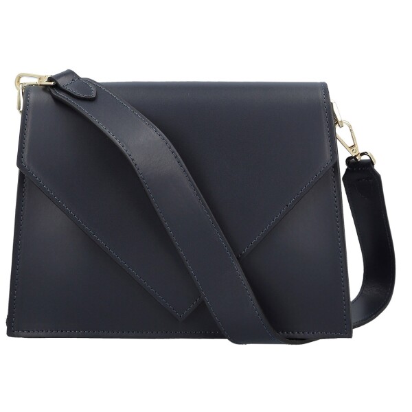Luxusní dámská kožená kabelka na rameno Elizza, tmavě modrá