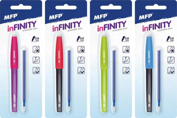 Kuličkové pero gumovací Infinity + náplň 0,6 modré na blistru