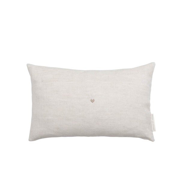 Bastion Collections Lněný povlak s výplní Naturel Heart 30 x 50 cm, béžová barva, textil