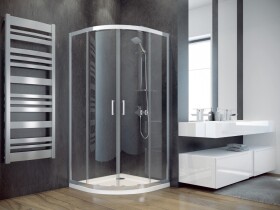 BESCO - Čtvrtkruhový sprchový kout MODERN 185 - Barva rámu - Chrom/Leštěný hliník (ALU), Rozměr A - 80, Rozměr B - 80, Rozměr C - 185, Směr zavírání - Univerzální Levé / Pravé, Výplň - Fume bezpečnostní sklo - 6 mm BOD80CTVRTCG