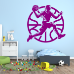 Samolepka Basketbalista v akci Barva: žlutá, Velikost: 80 x 78 cm