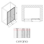 CERANO - Sprchové posuvné dveře Varone POINT L/P - 6 mm - černá matná, grafitové sklo - 90x195 CER-429523