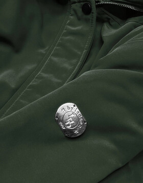 Zelená dámská zimní bunda parka s kožešinovou podšívkou (m21312) odstíny zelené XL (42)