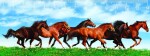 Pravítko 3D - Horses in green field deep
