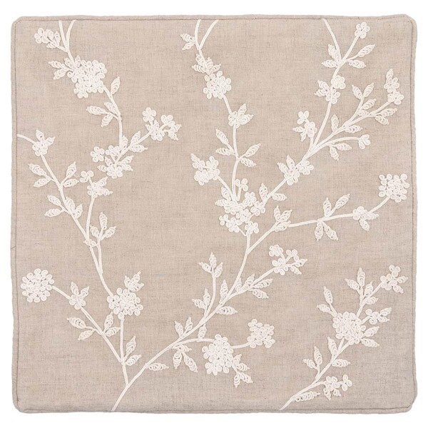 GREEN GATE Vyšívaný povlak na polštář Timian White 40 × 40 cm, béžová barva, textil