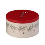 Ib Laursen Kulatá plechová dóza Christmas Garland, červená barva