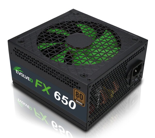 EVOLVEO FX 650 / 650W / aktivní PFC / ATX 12V 2.2 / 140mm ventilátor / 80PLUS Bronze / černá (FX650)