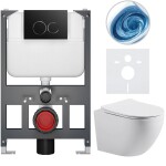 CERANO - Kompletní WC set Basic/Cesso - bílá matná - WC tlačítko Dualo/Černá - závěsné - nízký modul - předstěnová instalace - 49x36 CER-8050BD86159