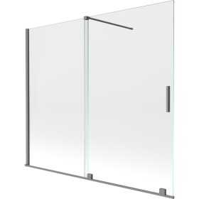 MEXEN/S - Velar dvoukřídlá posuvná vanová zástěna 180 x 150, transparent, grafit metal 896-180-000-01-95