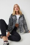 Happiness İstanbul Women's Black Ecru Leopard Patterned Denim Jacket