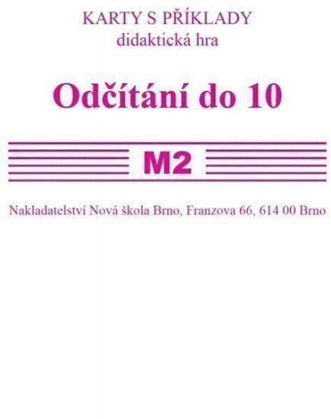 Sada kartiček M2 - odčítání do 10 - Zdena Rosecká