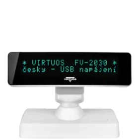 VIRTUOS FV-2030W bílá / zákaznický displej / VFD / 2x20 9 mm / USB (EJG1004)